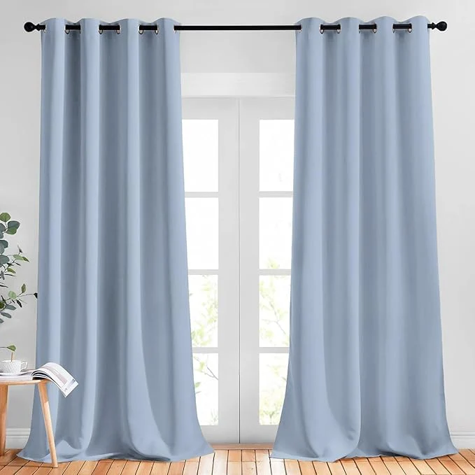 Premium Material NICETOWN Blackout Vintage Blue Curtains Comfortable