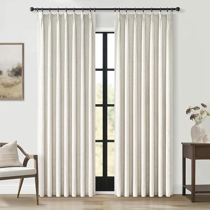 Long-Lasting Topfinel 92 Inch Long Black Out Custom Drapery Panels Double Pinch Pleated Fine