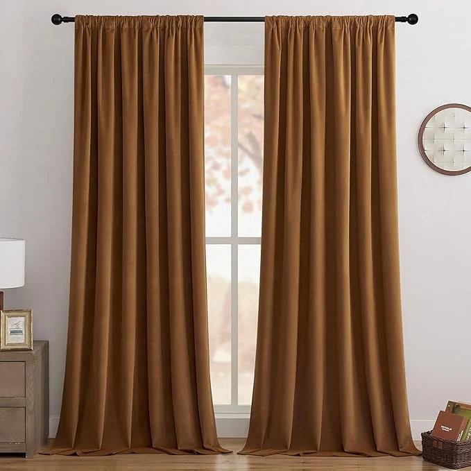 Sustainable Joydeco Golden Brown Blackout Curtains 108 Inch 2 Panels Luxury Thermal Solid