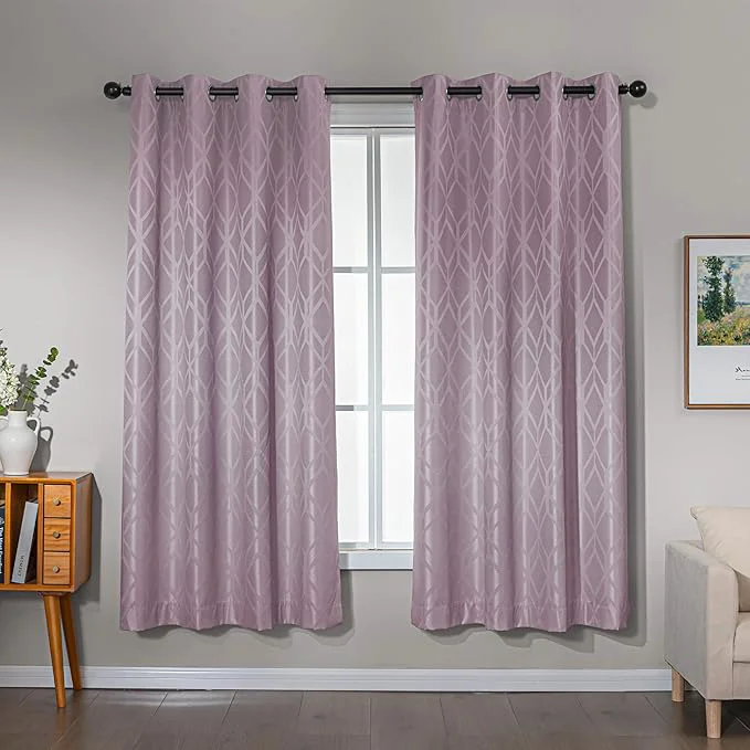 Healthy Amazon Basics Jacquard 2-Piece Blackout Curtains Living Room and Bedroom Eco-Friendly