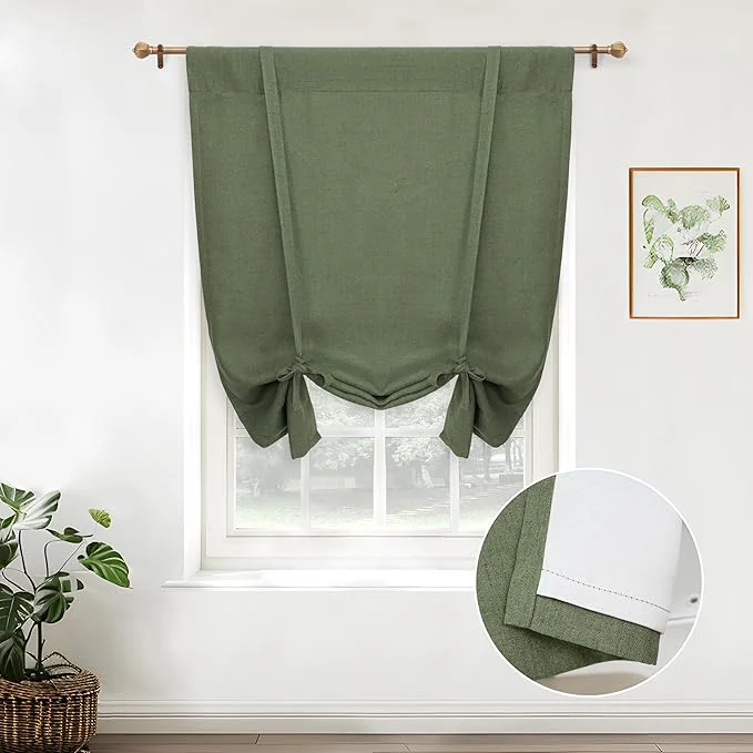 Next-Generation DriftAway Double Layer Linen Blackout Tie Up Curtains Thermal Insulated Fully Prestigious
