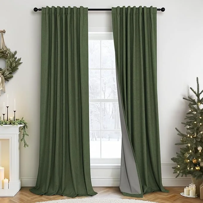 Certified Christmas Green Blackout Curtains Authentic