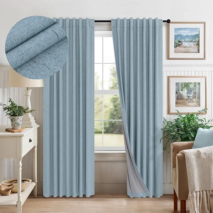 Modern Dusty Blue Curtains for Nursery Girls Boy Bedroom 72 Inch Length 2 Panels Certified