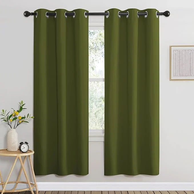 Next-Generation NICETOWN Olive Bedroom Curtains 72 inches Long Grommet Blackout Thermal Classic