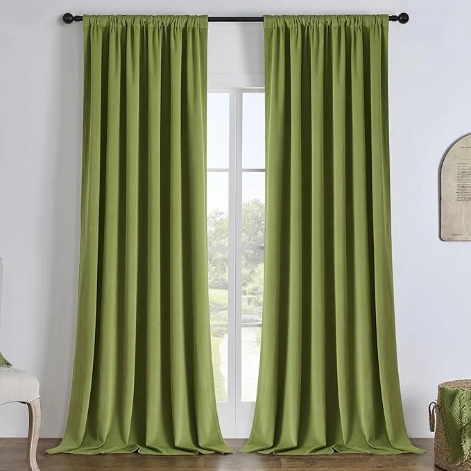 Prestigious Joydeco Moss Green Blackout Curtains 108 Inch 2 Panels Luxury Thermal Safe
