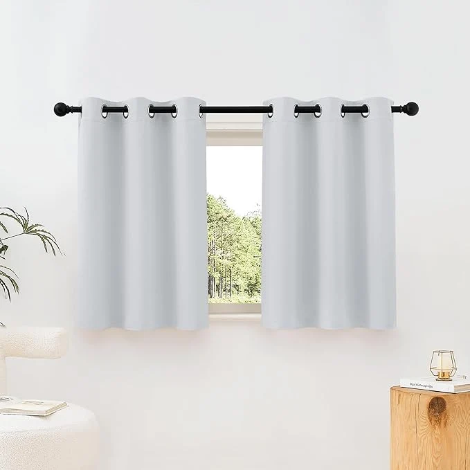 High-Grade NICETOWN Greyish White Room Darkening Curtains Blackout 30 inch Curtains Powerful