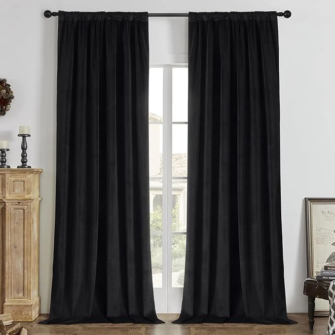 Soft Joydeco Black Blackout Curtains 90 Inch 2 Panels Luxury Thermal Insulated Crafted