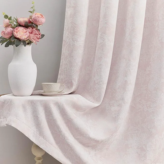 High-Quality Beauoop Pink Floral Jacquard Blackout Curtains 72 Inches Long 2 Panels Innovative