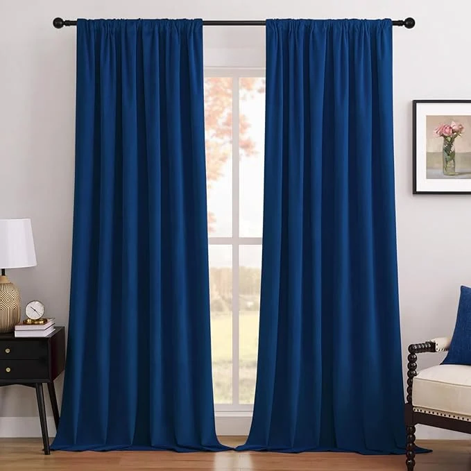 High-End Joydeco Royal Blue Blackout Curtains 72 Inch 2 Panels Luxury Thermal Reliable