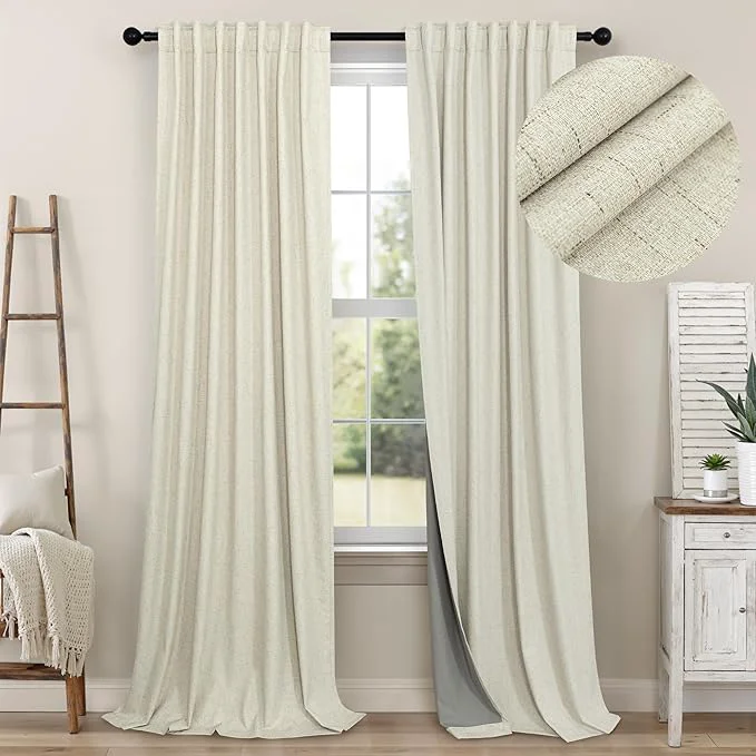 User-Friendly Pitalk Black Out 96 Inch Long Boho Curtains 2 Panel Set Farmhouse Curtain Premium Material