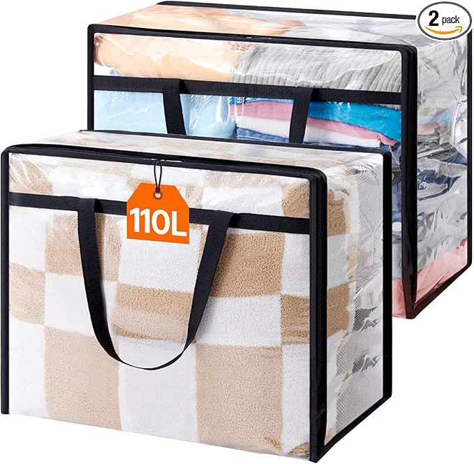 Specialty Lifewit 110L Large Clear Clothes Storage Bags 2 Pack Plastic Vinyl Foldable Convenient