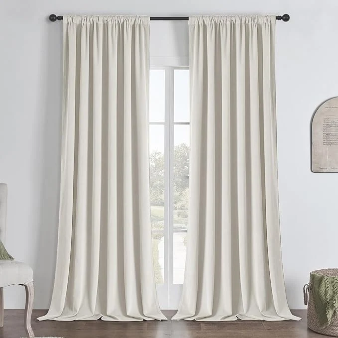 Advanced Joydeco White Blackout Curtains 120 Inch 2 Panels Luxury Thermal White Casual