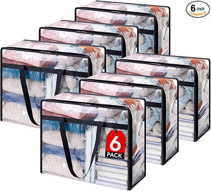 Lightweight Lifewit 6 Pack Clear Clothes Storage Bags 40L Plastic Blanket Storage Bag Casual