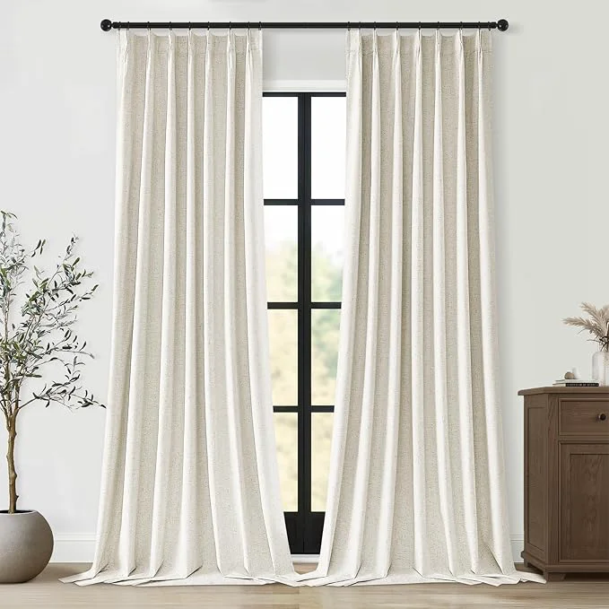 Dependable Topfinel 94 Inches Long Full Blackout Linen Curtains Original Design