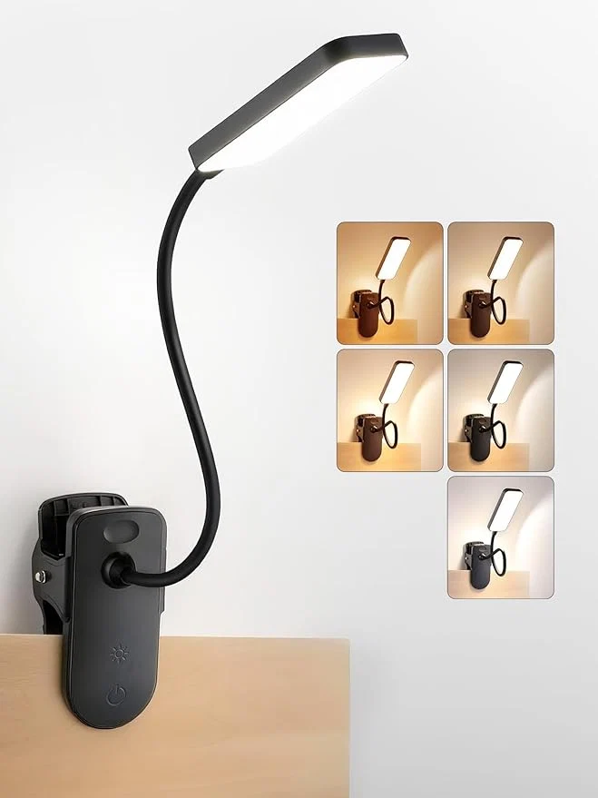 Official Clip on Light 9 Brightness 5 Color Rechargeable Desk Lamp 4000mAh Battery Long-Lasting