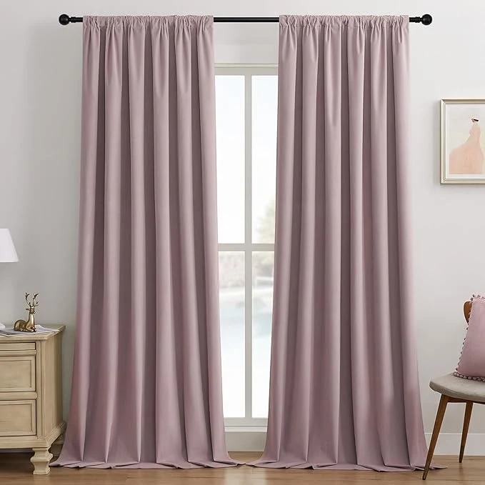 Elegant Joydeco Rose Pink Blackout Curtains 84 Inch 2 Panels Luxury Thermal Pink Superior