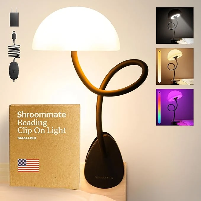 Exceptional Shroommate Clip On Light and Bed Headboard Lamp Bedside Table Lamp Smooth