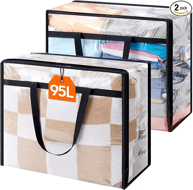 Dependable Lifewit 2 Pack Clear Clothes Storage Bags 95L Large Plastic Blanket Storage Classic