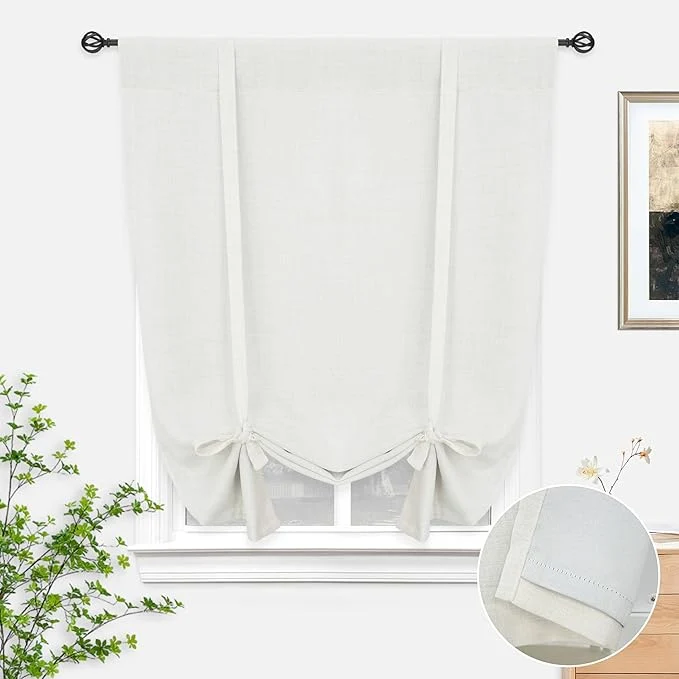 Responsible DriftAway Double Layer Linen Blackout Tie Up Curtains Thermal Insulated Fully Lightweight