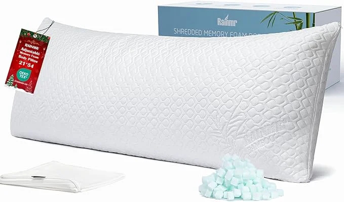 Flexible Shredded Memory Foam Full Body Pillow – Side Sleeper – Huggable Long Pillow Superior