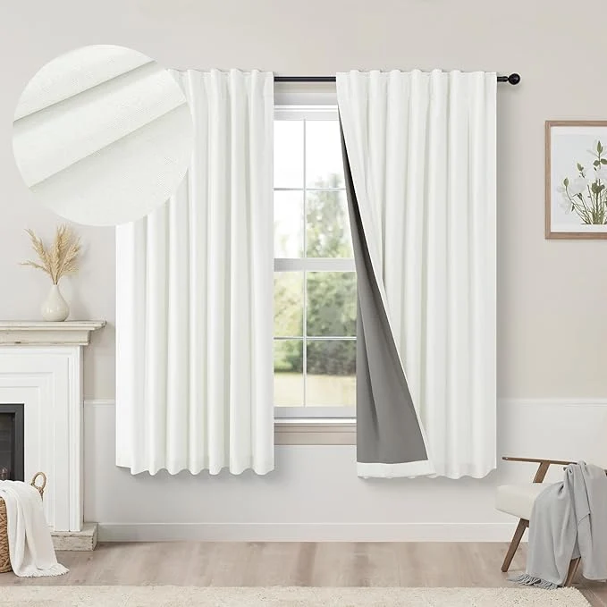 Exceptional Pitalk Short Linen Textured Blackout Curtains Organic