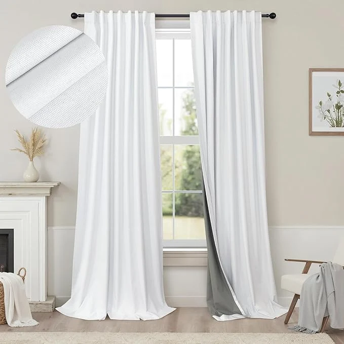 Trusted White Blackout Curtains 96 Inches Long 2 Panel Burg Eco-Friendly