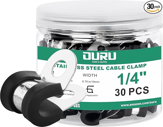 Smooth 30pcs 1 4 Inch Stainless Steel Rubber Coated Cushioned Insulated Cable Clamps High-Performance
