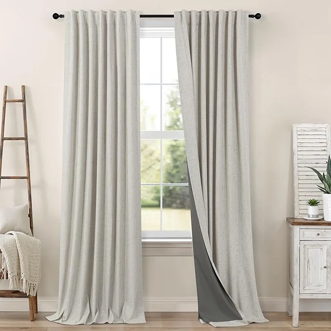Fine Crafted Blackout Linen Curtains 96 Inches Long Modern
