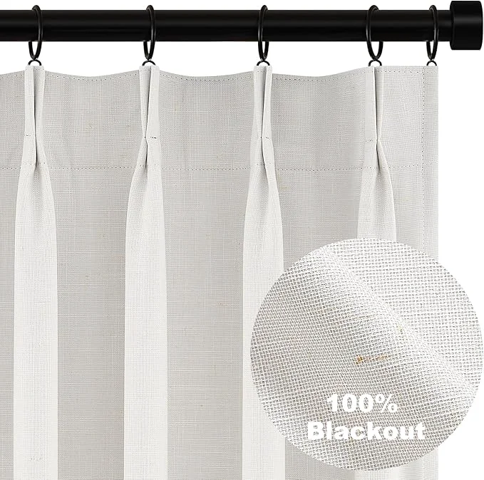 Fast Topfinel 105 Inches Long Custom Black Out Faux Thick Linen Drapery Panels Environmentally Friendly