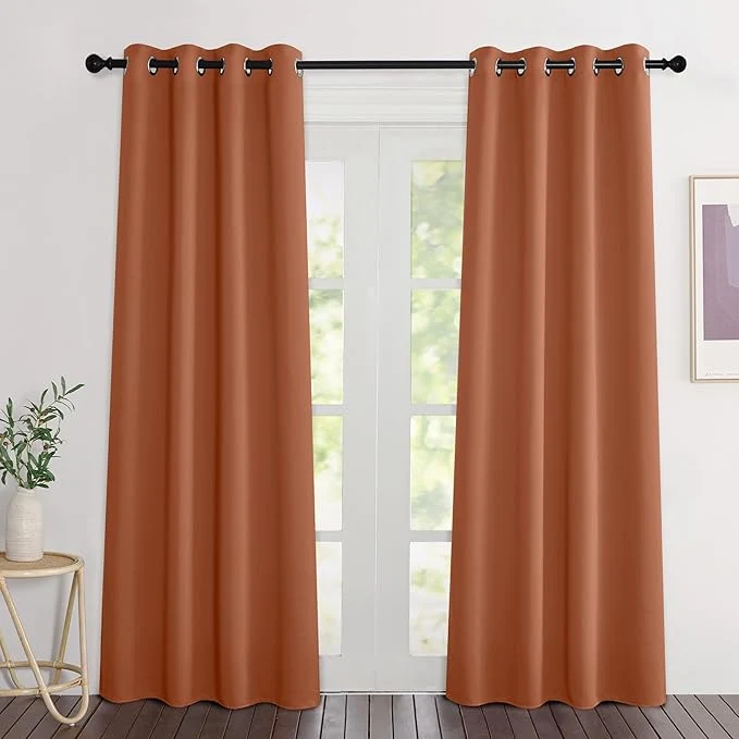 Traditional NICETOWN Burnt Orange Curtains 84 inches Long Grommet Room Darkening Thermal Durable