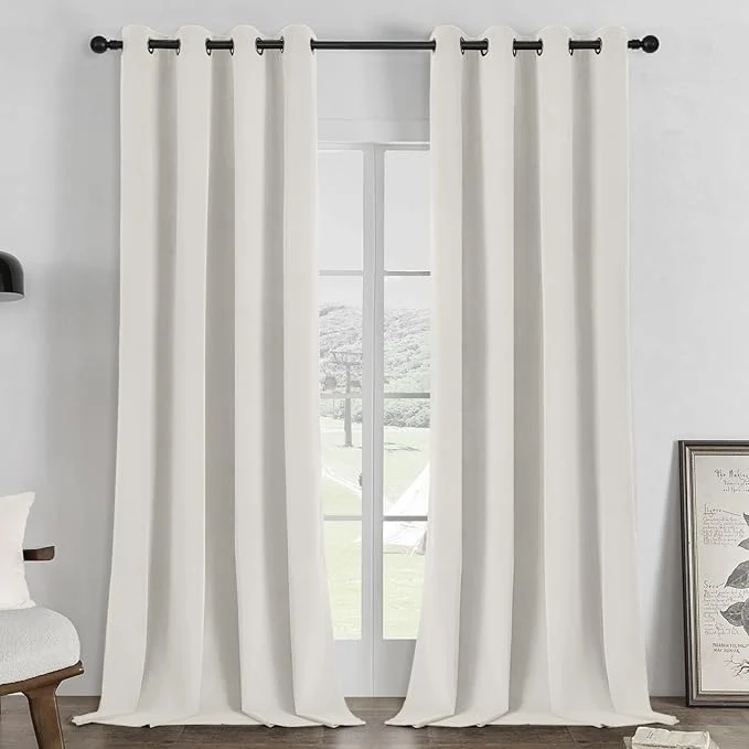 Breathable Joydeco White Blackout Curtains 108 Inch 2 Panels Luxury Thermal White Top-Quality