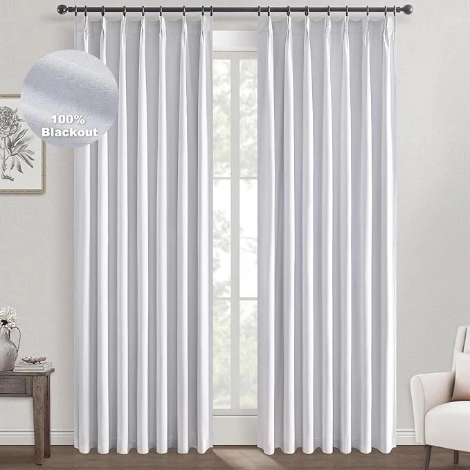 Carefully Designed Topfinel White Pinch Pleated Curtains 96 Inch Long Blackout Thermal Casual