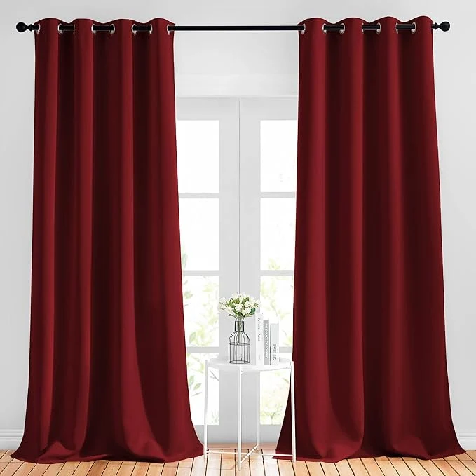 Expertly Made NICETOWN Burgundy Red Blackout Draperies Curtains Unique
