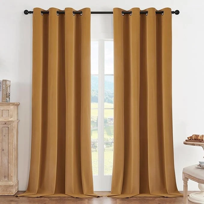 Superior Joydeco Mustard Yellow Blackout Curtains 96 Inch 2 Panels Luxury Thermal Advanced