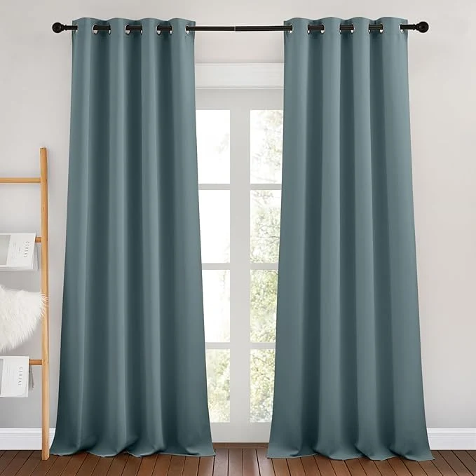 Genuine NICETOWN Greyish Blue Bedroom Curtains 96 inches Long Grommet Thermal Fashionable