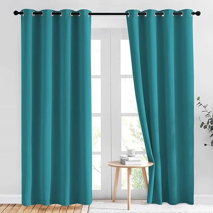 Premium Material NICETOWN Peacock Teal Blackout Curtains 84inch Length 2 Panels Set Unique