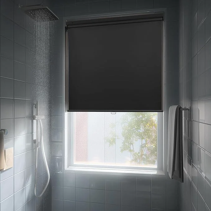 Artisan HESTIA No Drill Cordless Blackout Roller Shades Screwless Waterproof Shower Consistent