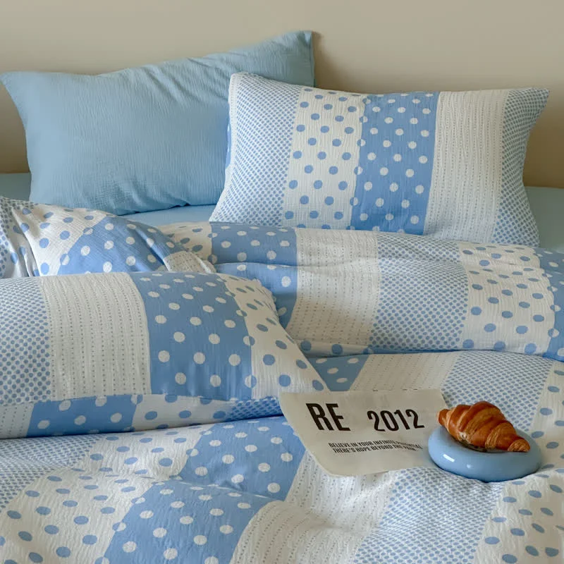 Safe Ownkoti Patchwork Polka Dot Double Gauze Bedding Set Smooth