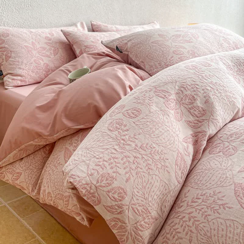 Powerful Ownkoti Botanical Whisper Washed Cotton Jacquard Bedding Set Efficient