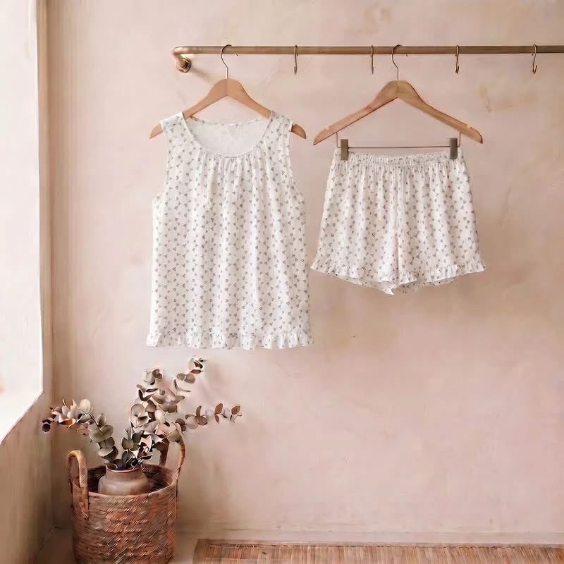 Optimized Ownkoti Sweet Cotton Sleeveless Loungewear Set Fine