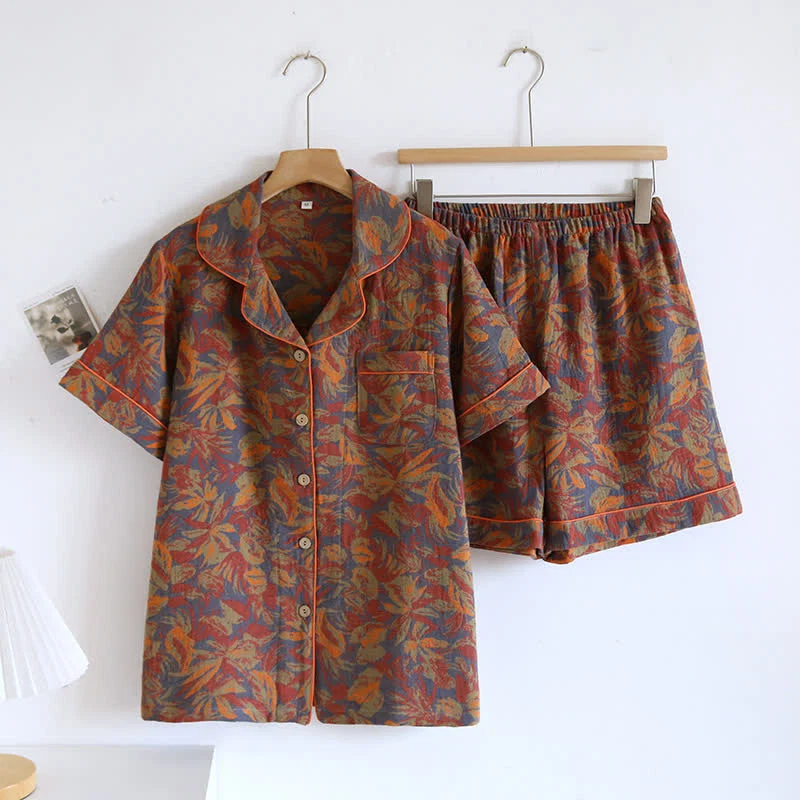Dependable Ownkoti Vintage Leaf Print Cotton Loungewear Set Smart
