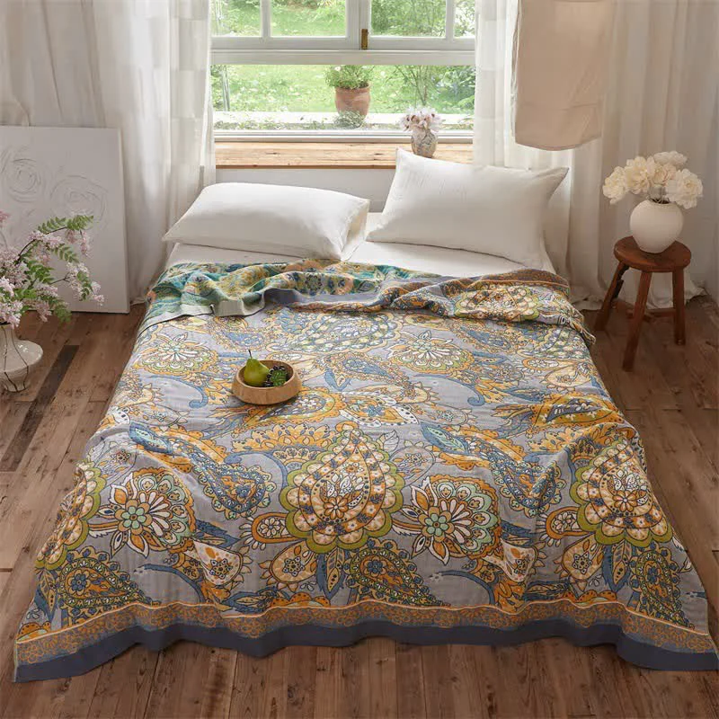 Artisan Ownkoti Double-Sided Artistic Paisley Muslin Blanket Quilt Consistent