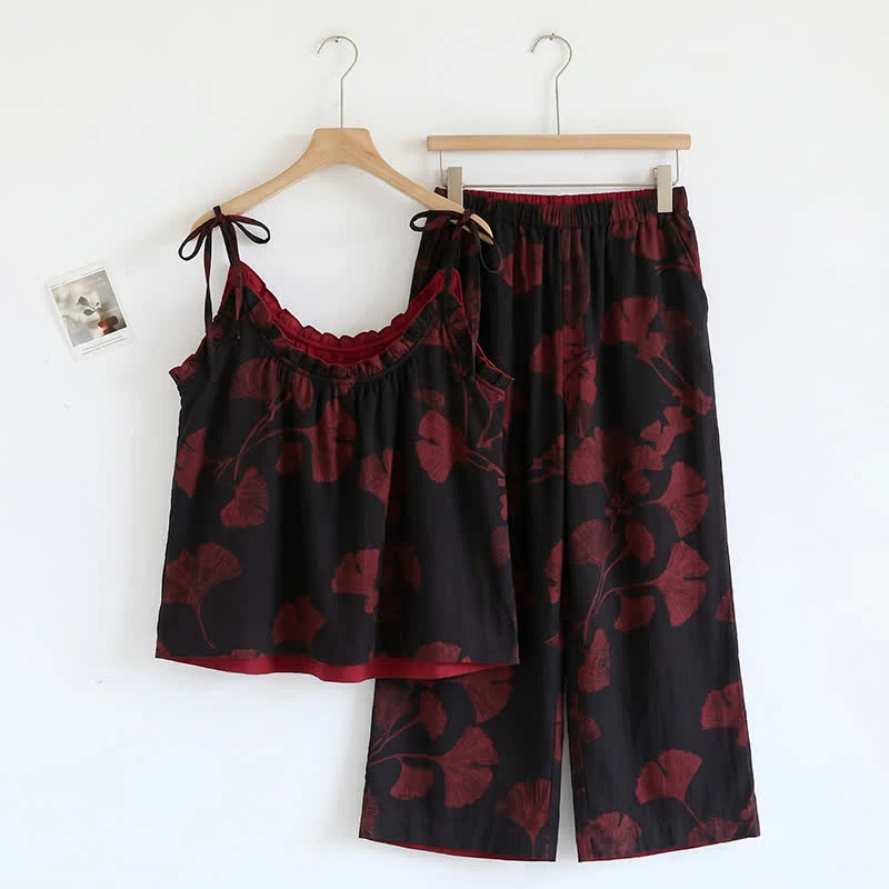 Smart Ownkoti Bright Leaf Cami amp Pants Pajama Set Top-Quality