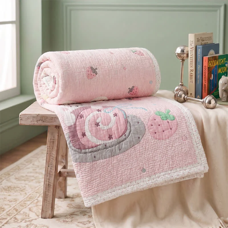 Carefully Designed Ownkoti Pink Bunny Strawberry Lyocell Baby Blanket High-Quality