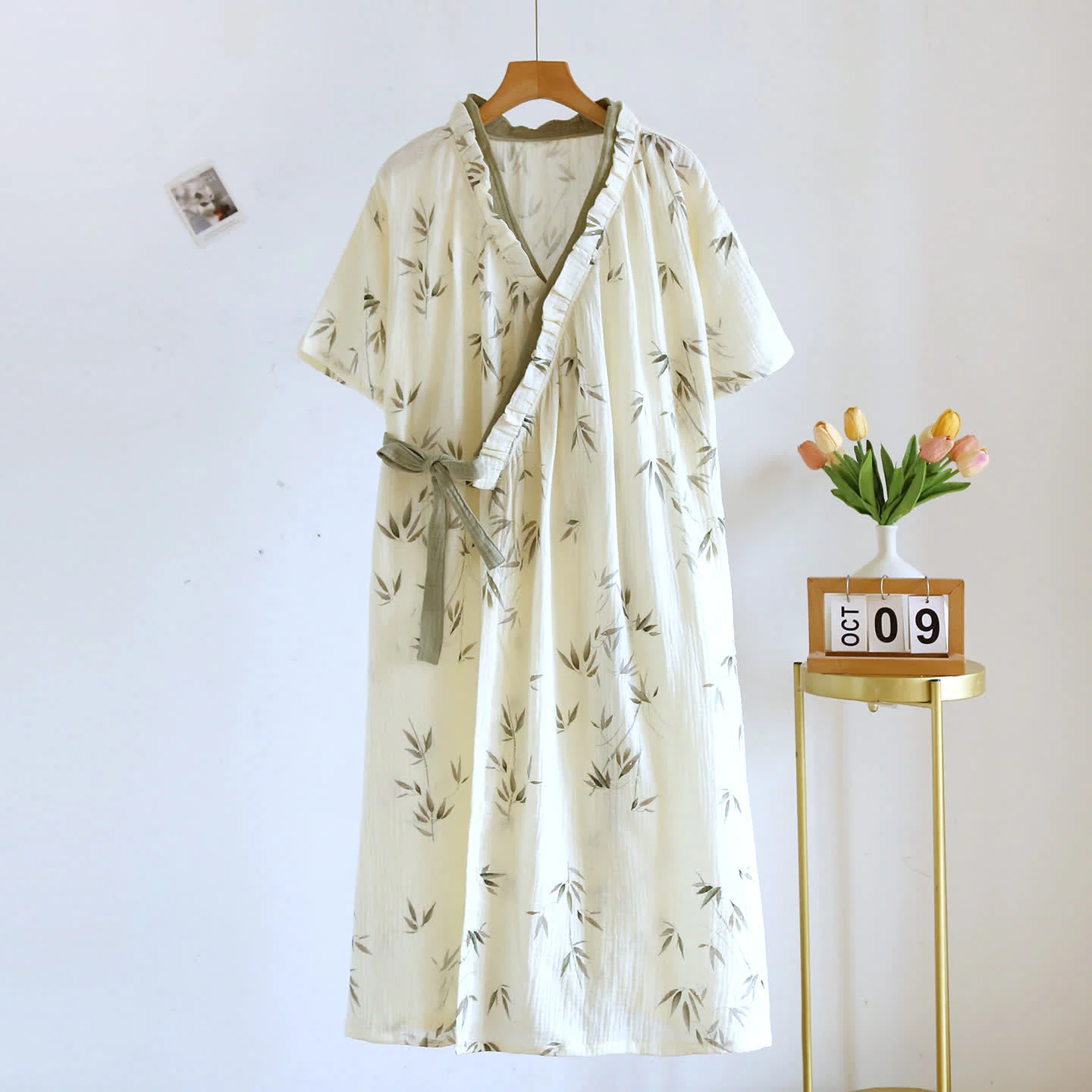 Lightweight Ownkoti Bamboo Leaf Cotton Gauze Kimono Nightdress Convenient
