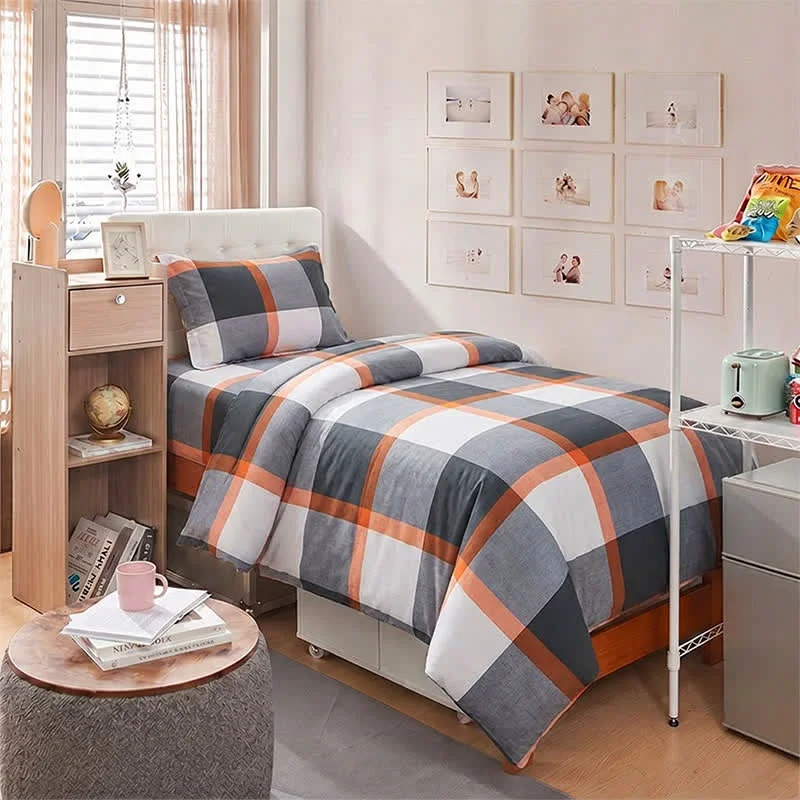 Exclusive Ownkoti Modern Grey Plaid Twin XL Bedding Set Enhanced
