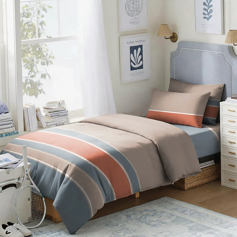 Elite Ownkoti Earth Tone Striped Twin XL Bedding Set Powerful
