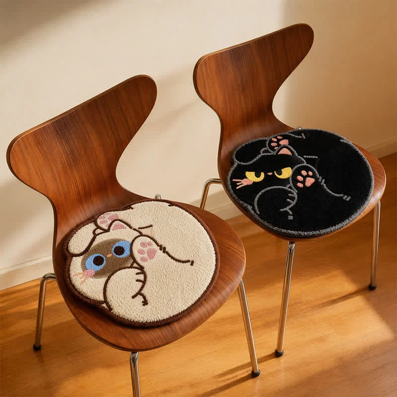 Original Ownkoti Curled Cat Faux Cashmere Seat Cushion Secure