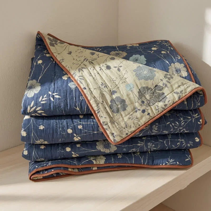 Quality Ownkoti Reversible Blue Floral Cottage Quilt Green