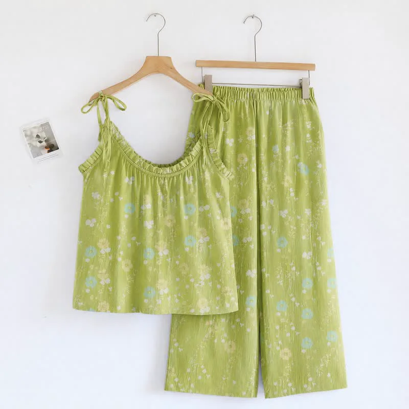 Sophisticated Ownkoti Ditsy Floral Spaghetti Strap Loungewear First-Class